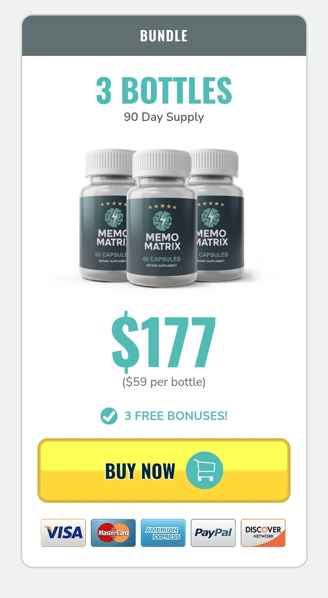 Memo Matrix™ 3 bottles pricing